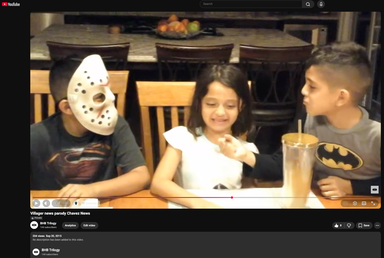 Chavez News — the first BHB Trilogy YouTube upload, September 20, 2015